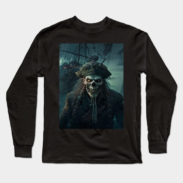 Pirate skeleton Long Sleeve T-Shirt by Geek Culture